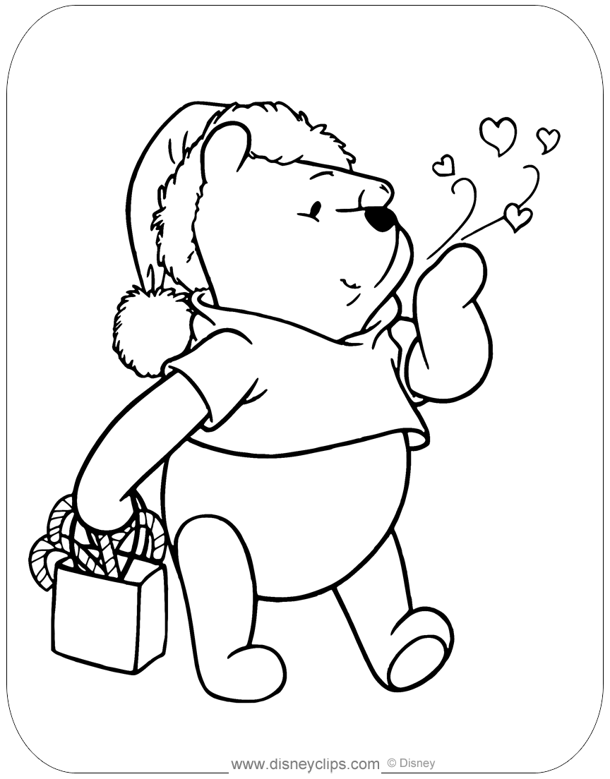 Winnie the pooh christmas coloring pages