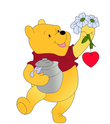 Winnie the pooh with flower coloring pages for kids to color and print
