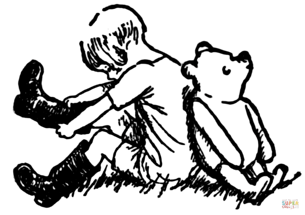 Winnie the pooh illustration coloring page free printable coloring pages