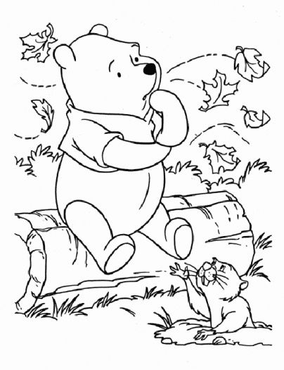 Pooh bear fall coloring bear coloring pages cartoon coloring pages disney coloring pages