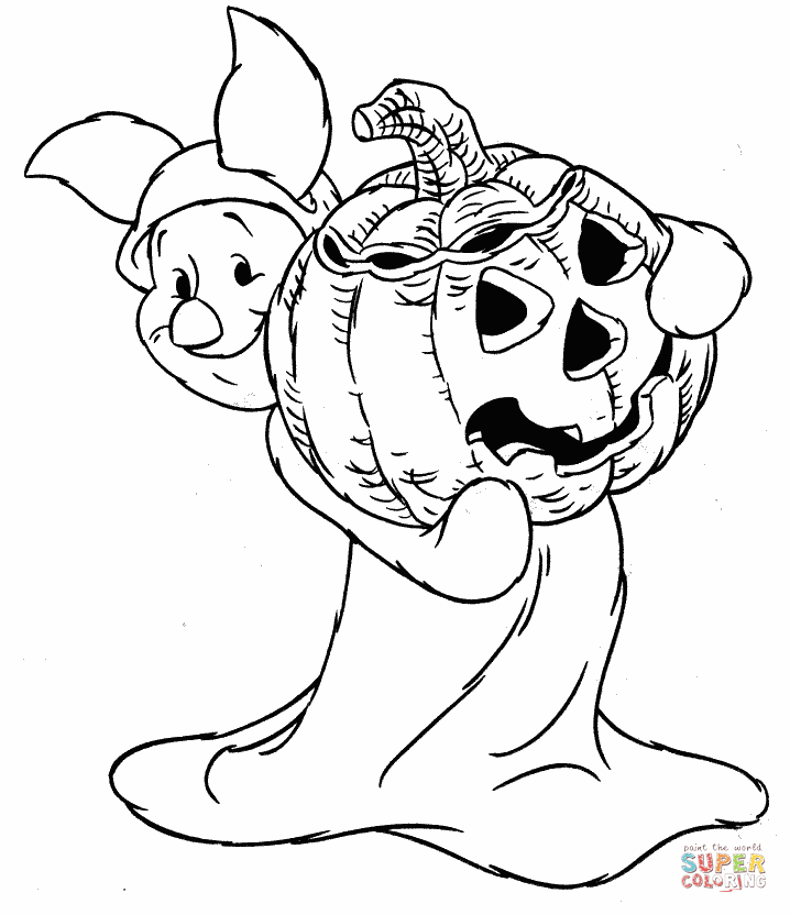 Piglet in a halloween costume coloring page free printable coloring pages