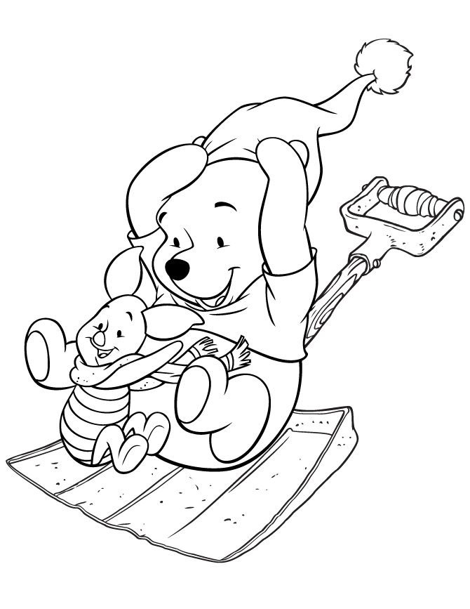 Piglet and pooh bear colouring pages