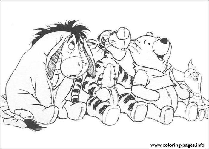 Print pooh and friends sitting together page coloring pages malbuch vorlagen winnie puuh weihnachten wenn du mal buch