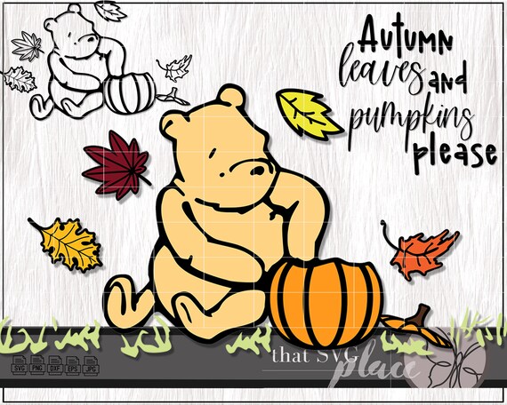 Thanksgiving svg classic winnie the pooh svg pooh fall svg fall svg designs cricut silhouette glowforge cutting file digital download instant download