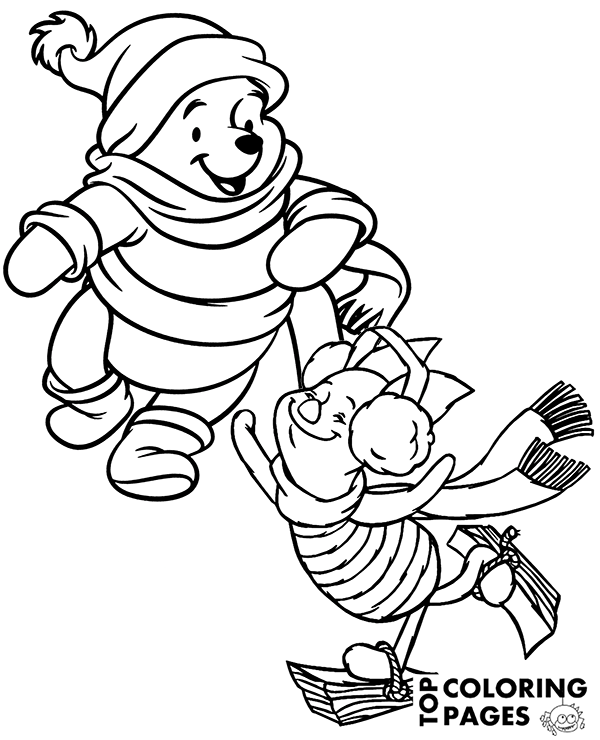 Winnie the pooh skating coloring page