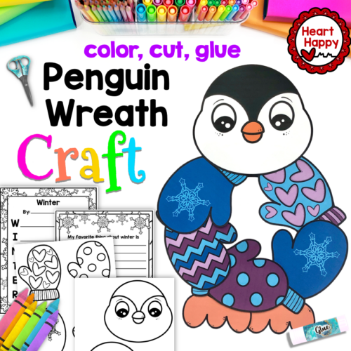 Winter wreath craft penguin craft writing prompt acrostic poem made by teachers
