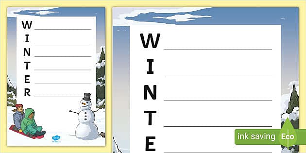 Ks winter acrostic poem template teacher