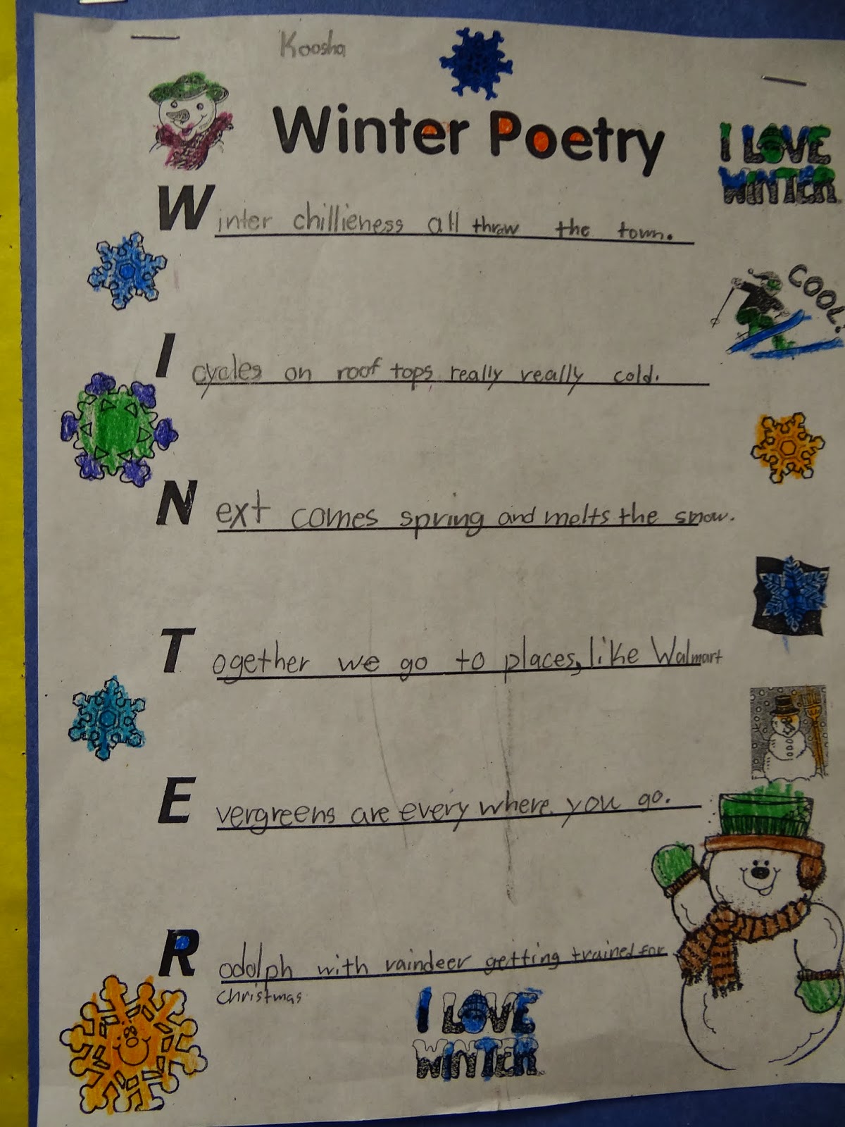 Winter acrostic poems â patties classroom