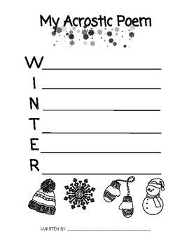 Winter acrostic poem paper tpt