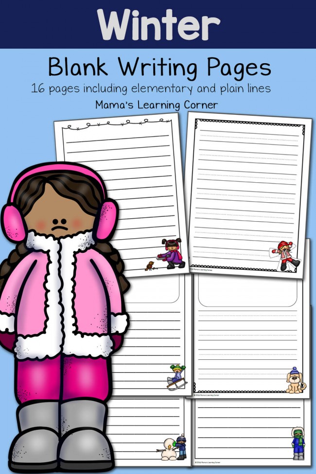 Blank winter writing pages