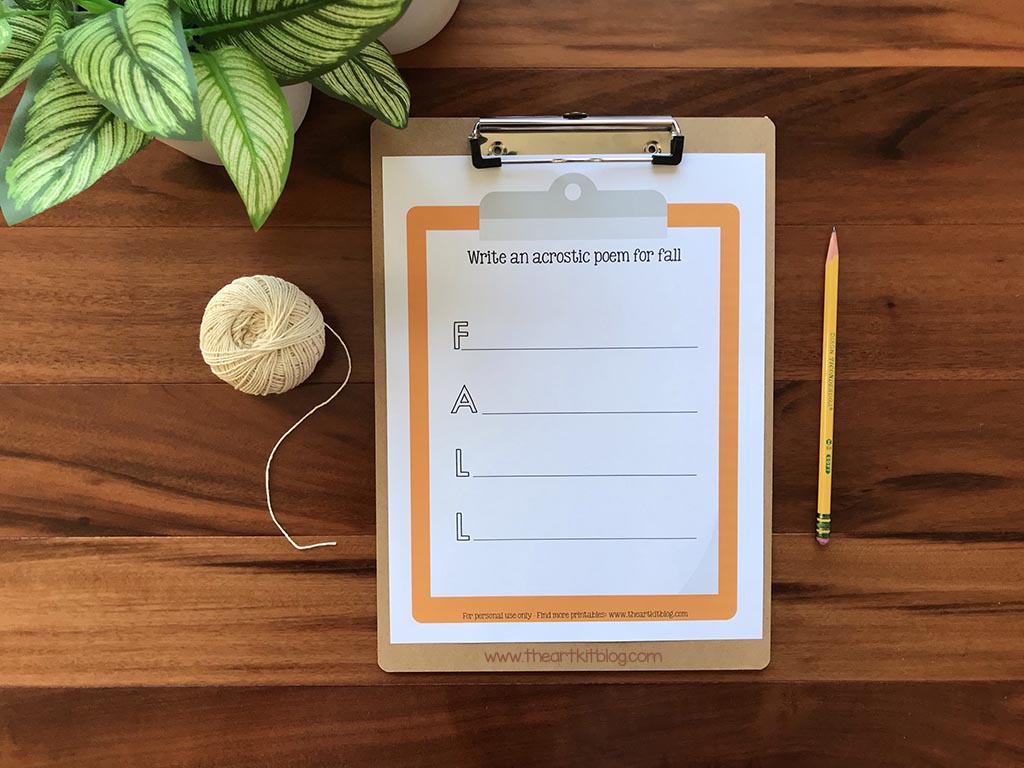 Printable acrostic poems for september â free â the art kit
