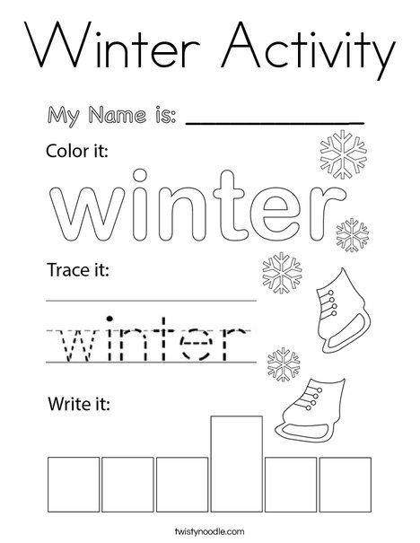 Winter activity coloring page