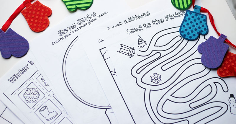 Free printable winter coloring activity pages sunny day family