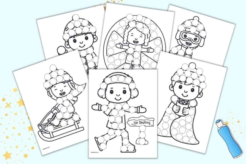Free printable winter activities dot marker pages
