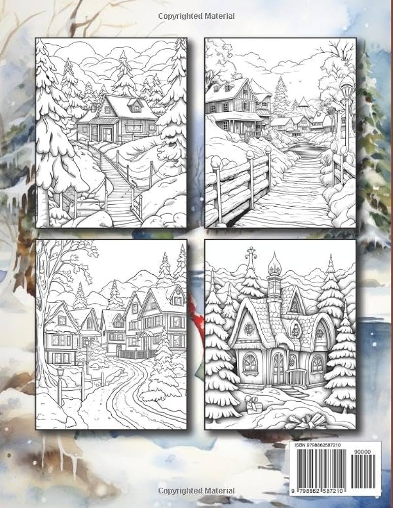 Country winter adult coloring book large print pages coloring book a christmas and winter coloring pages for adults dietrich harris books