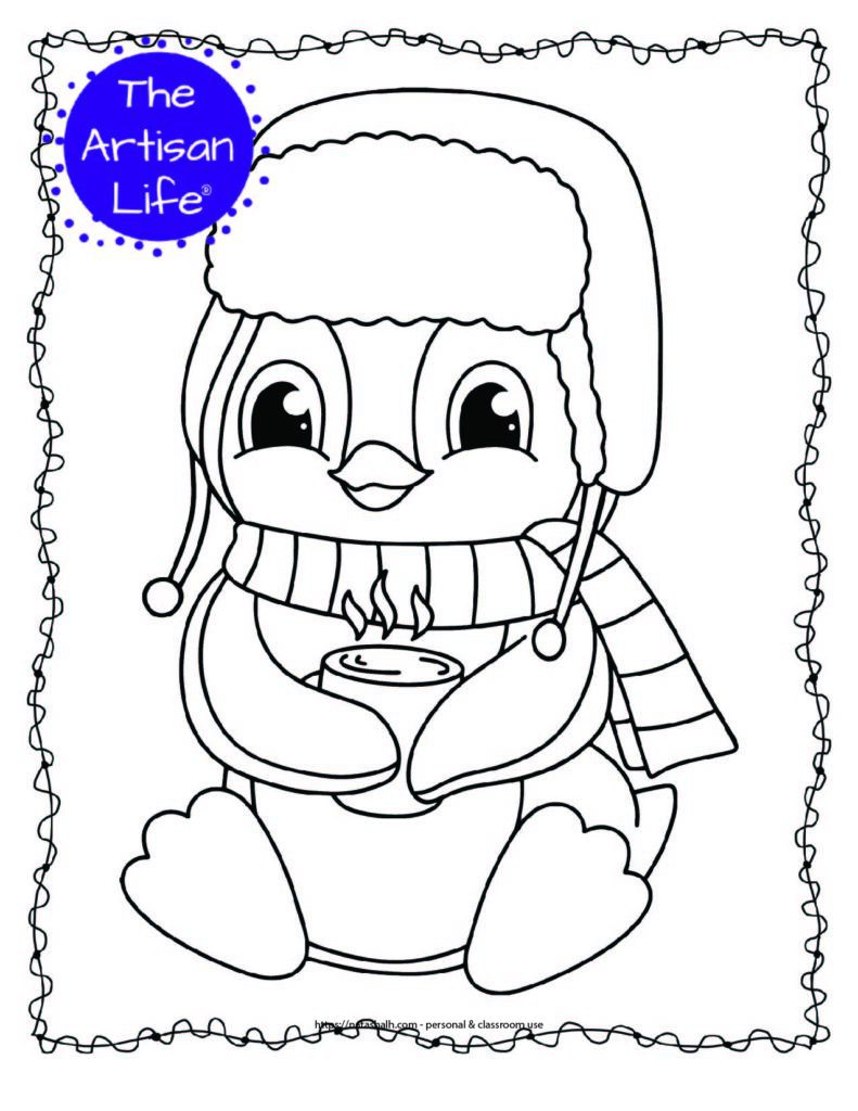 Free printable winter animal coloring pages for kids