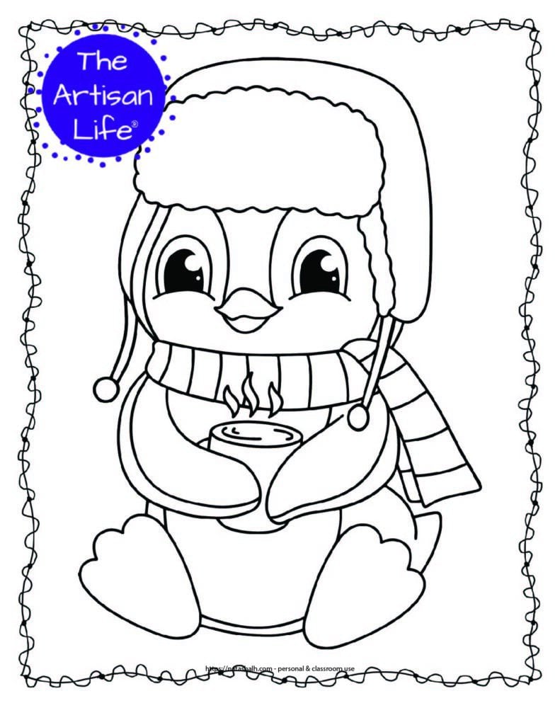 Free printable winter animal coloring pages for kids