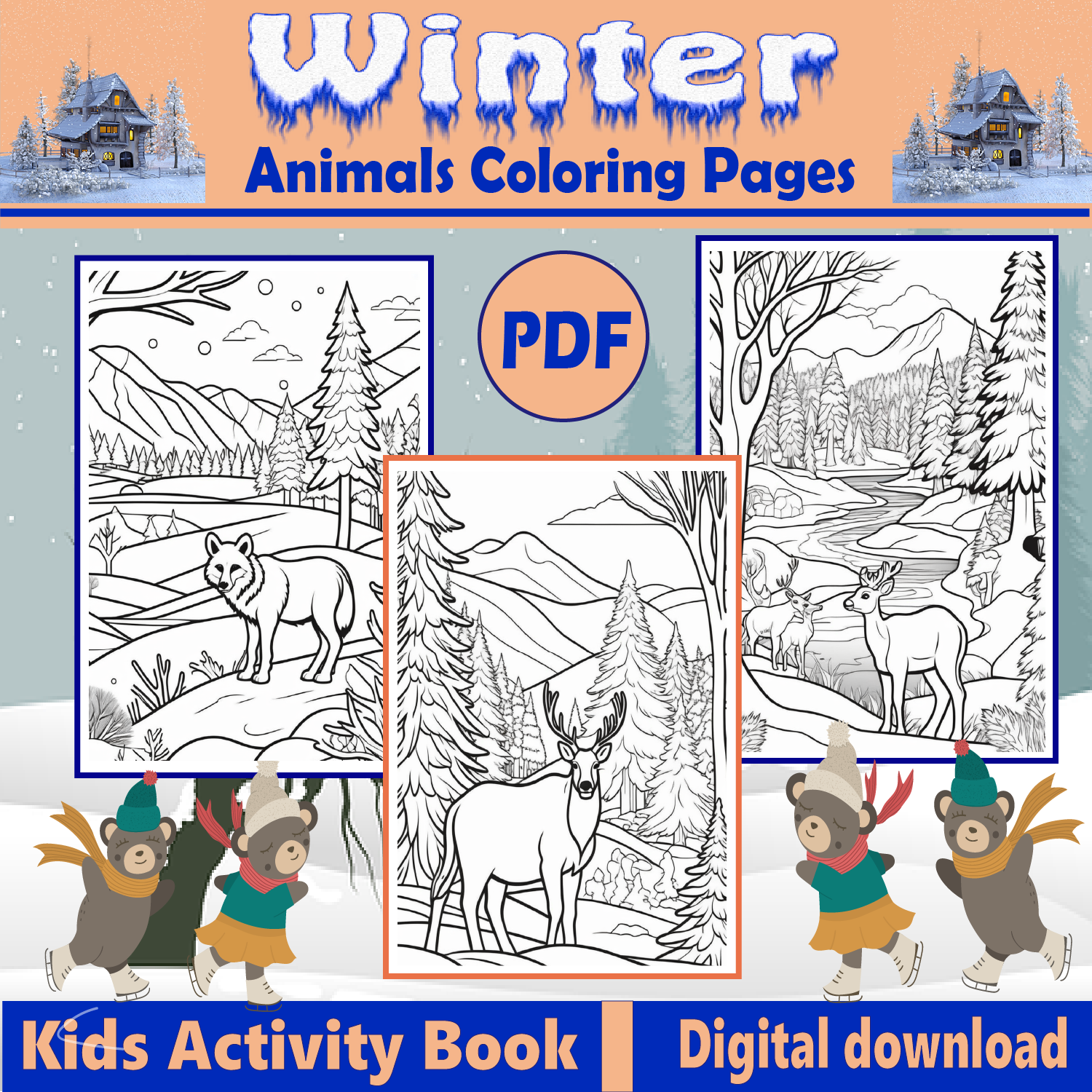 Winter animals coloring pages made by teachers