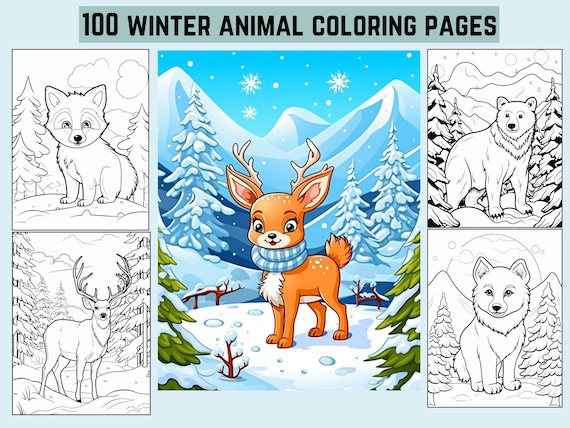 Winter animals coloring pages winter coloring pages winter coloring sheets printable winter coloring pages instant download