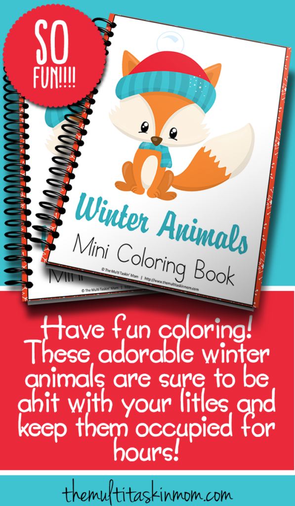 Free winter animals mini coloring book
