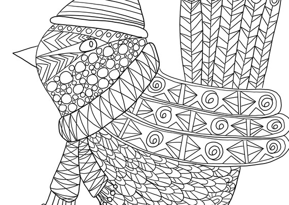 Printable winter bird coloring page for adults and kids