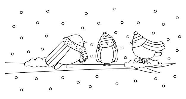 Premium vector winter birds vector illustration