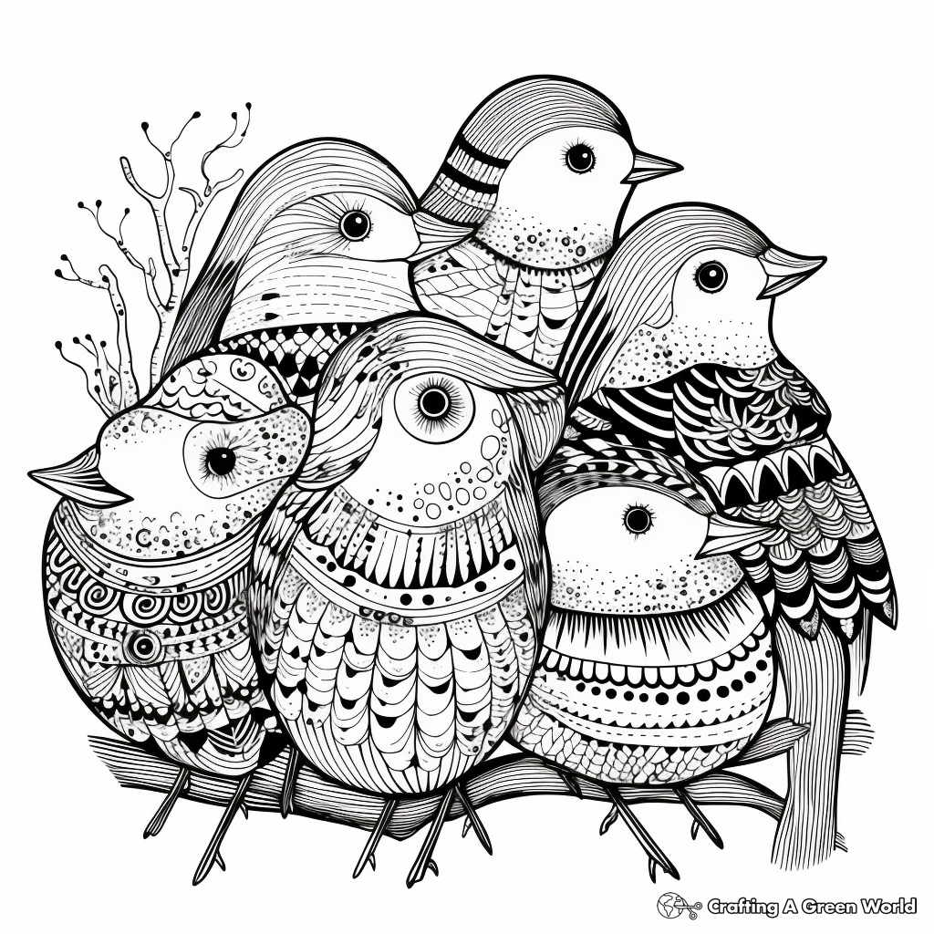 Winter birds coloring pages