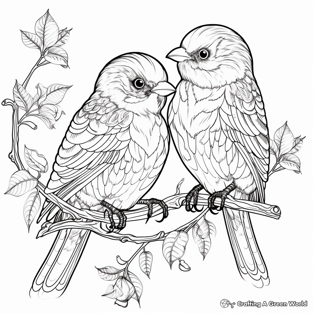 Winter birds coloring pages