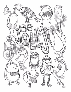 Jolly birds holiday winter coloring sheets pdf png