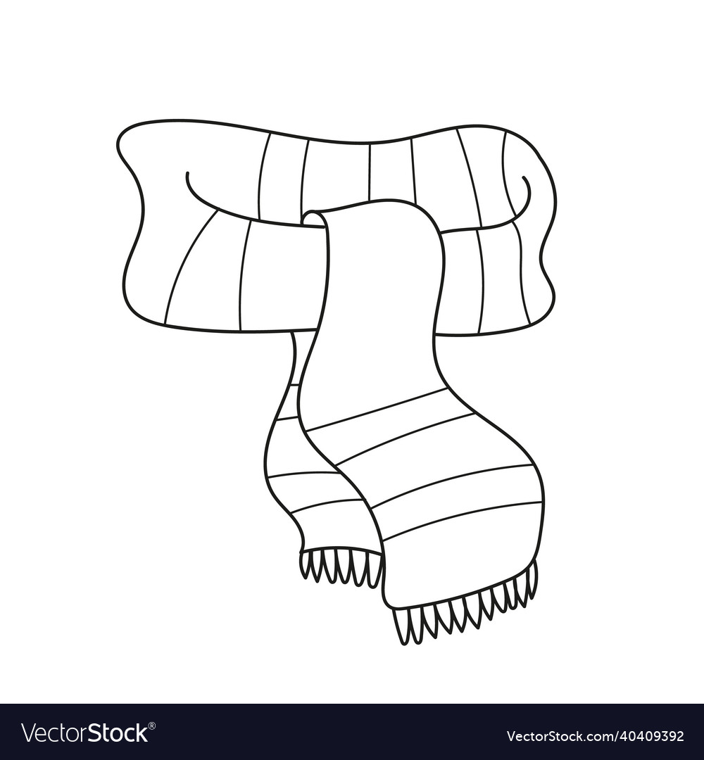 Simple coloring page winter scarf line icon vector image