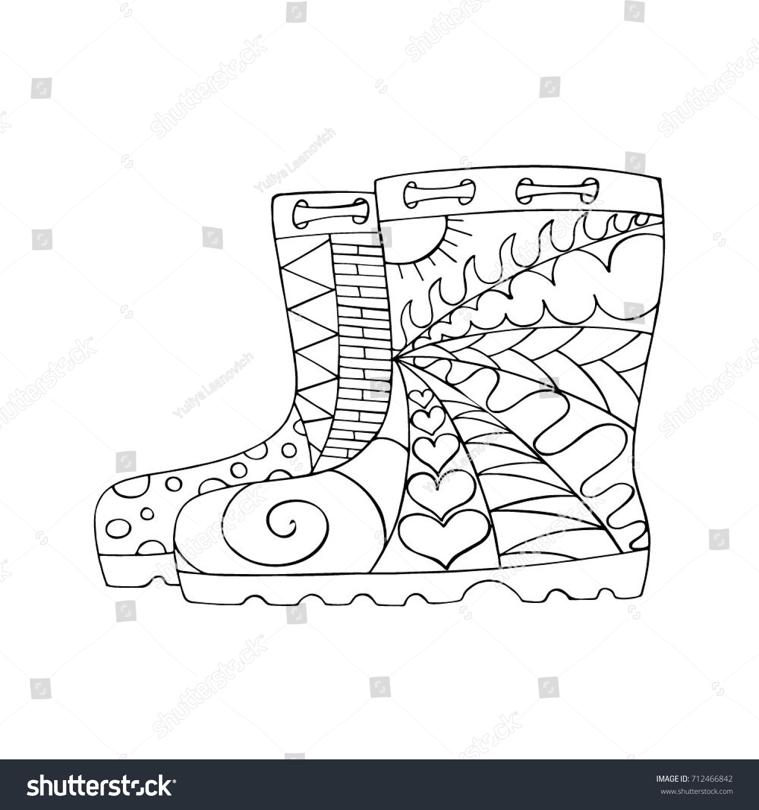 Rubber boots zentangle style pattern adult stock vector royalty free