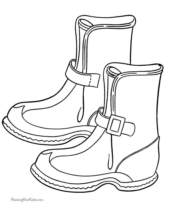 Winter boots picture to color coloring pages winter free christmas coloring pages winter fun