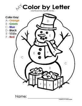 My color by letter and number snowman
