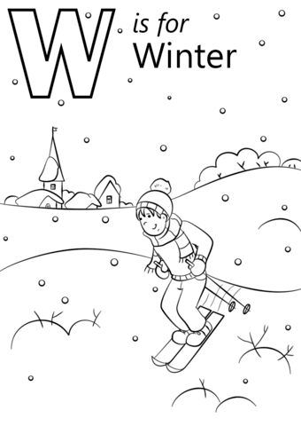 W is for winter coloring page free printable coloring pages