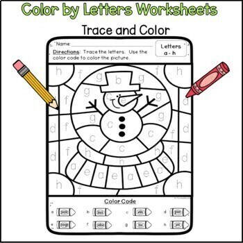 Winter coloring pages color by letter worksheets by the traveling educator
