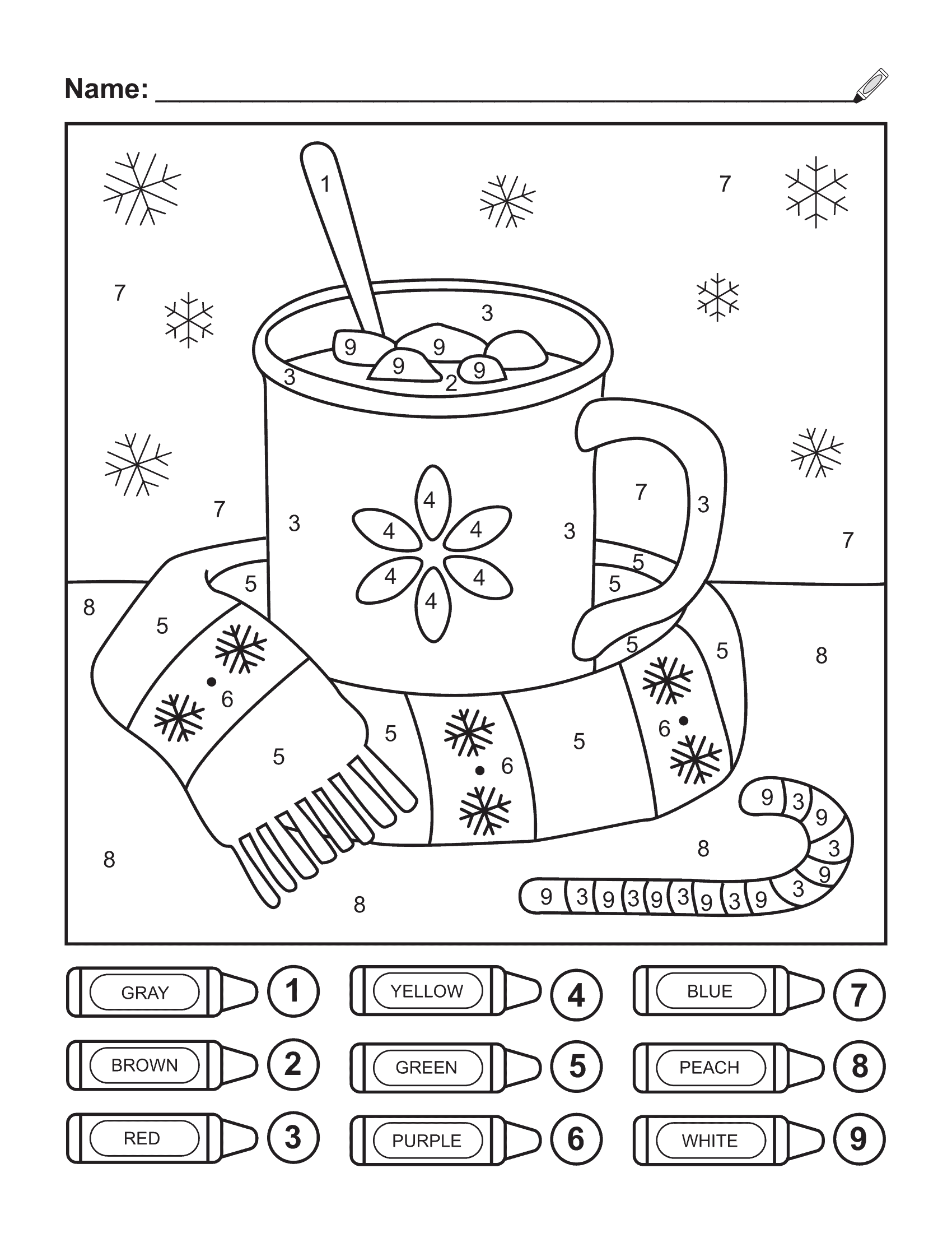 Winter christmas color by number coloring pages for kids a freebie