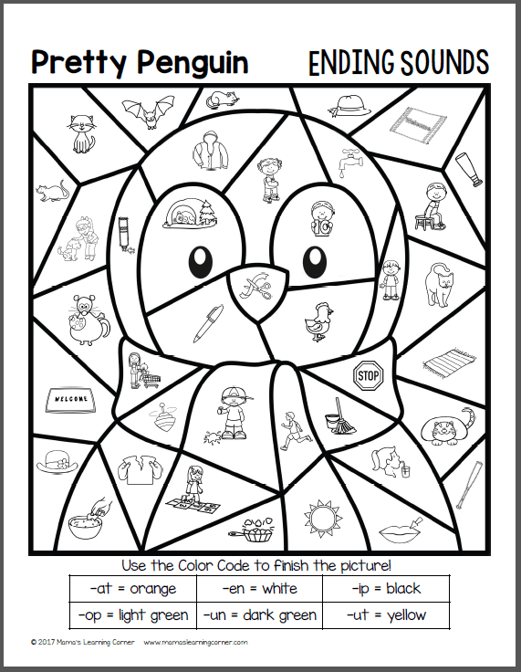 Winter color by code worksheets