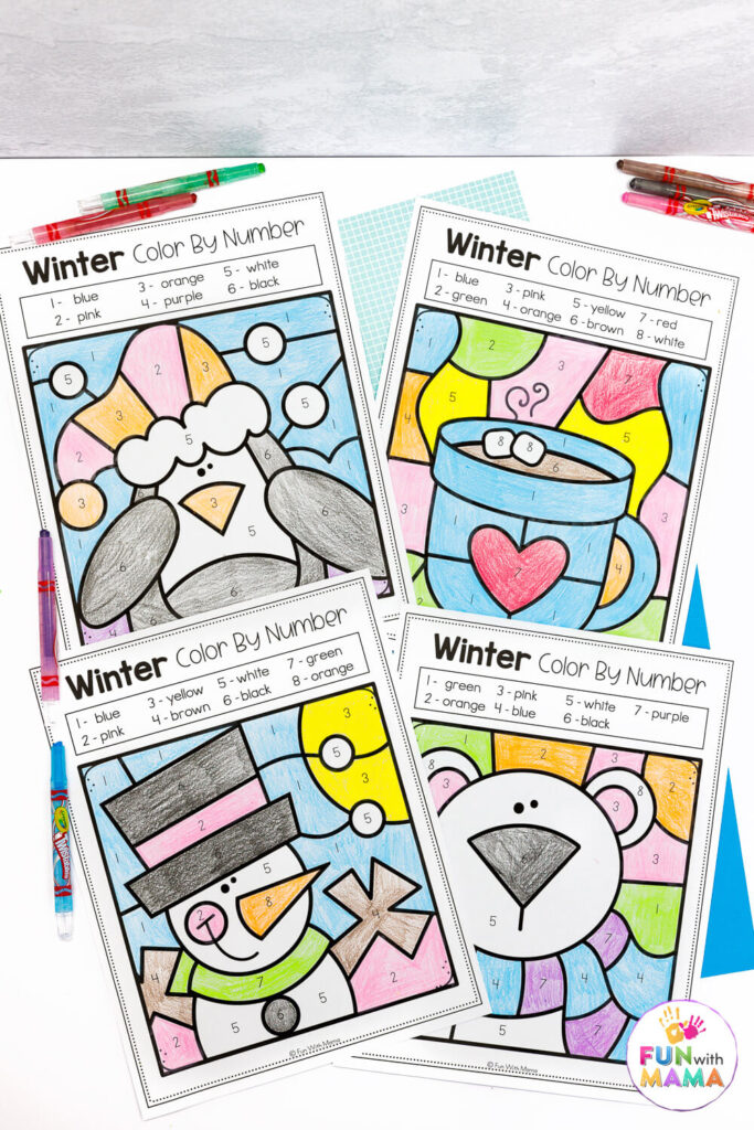 Winter color by number