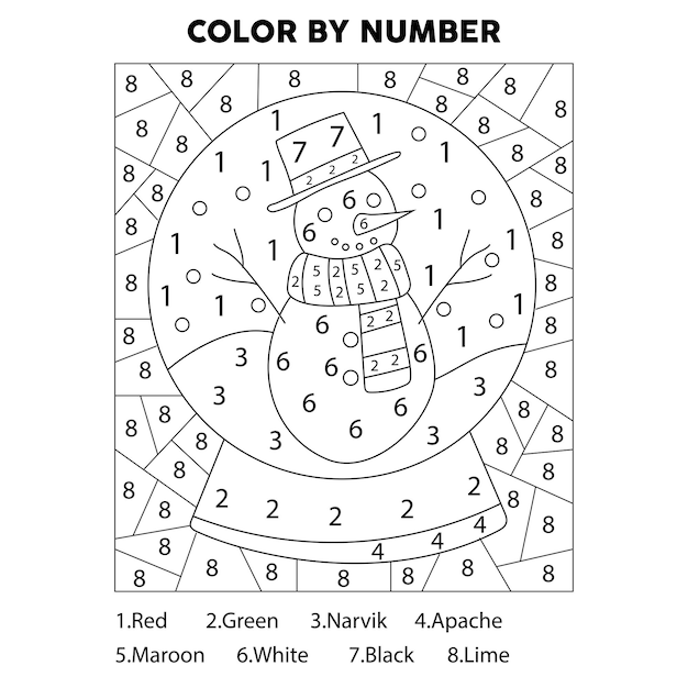 Premium vector christmas color by number coloring page