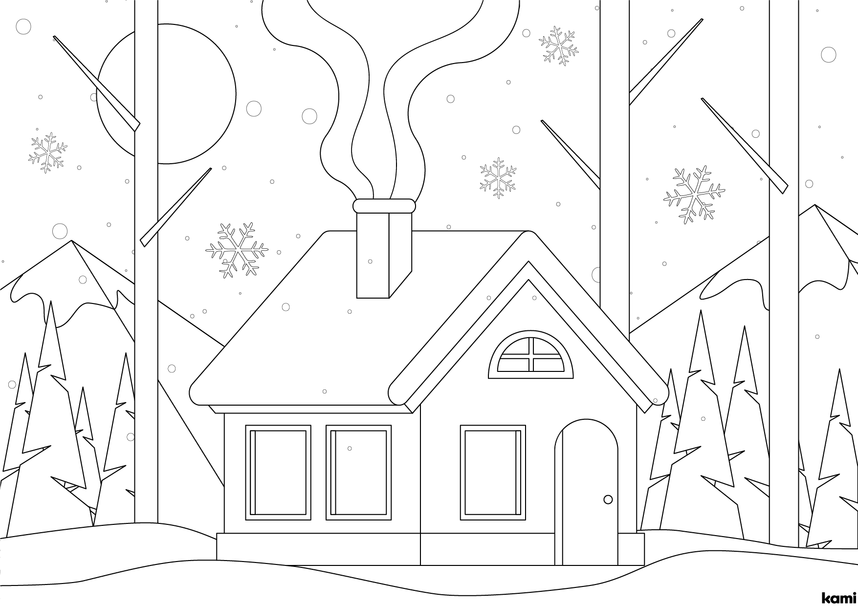 Winter coloring page cabin for teachers perfect for grades st nd rd th th k pre k other classroom resources kami library
