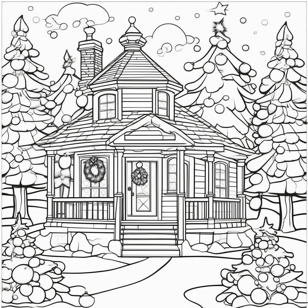 Coloring book a dry leaf trail leading to a hidden cabin in the woods