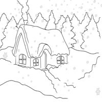 Winter cabin coloring pages