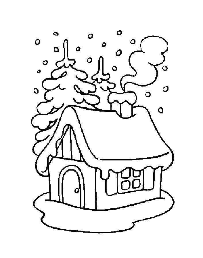 Online coloring pages coloring page the cabin in the woods in winter snow download print coloring page