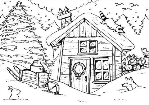 Winter hut coloring page from winter category select from printable crafts of cartoons naâ coloring pages winter coloring pages christmas coloring pages