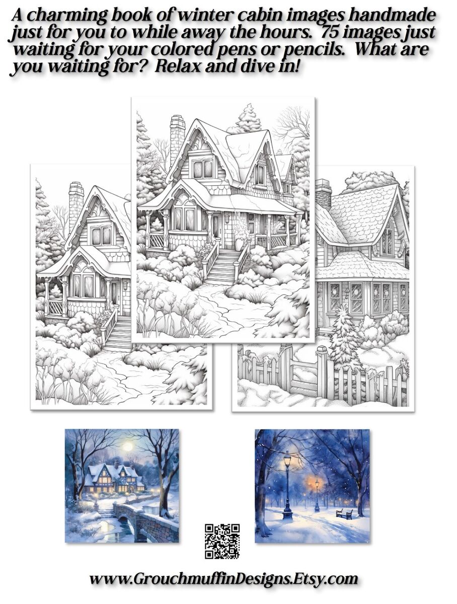 Winter cabins volume coloring book