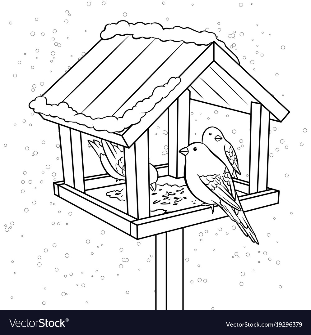 Winter bird feeder coloring book royalty free vector image