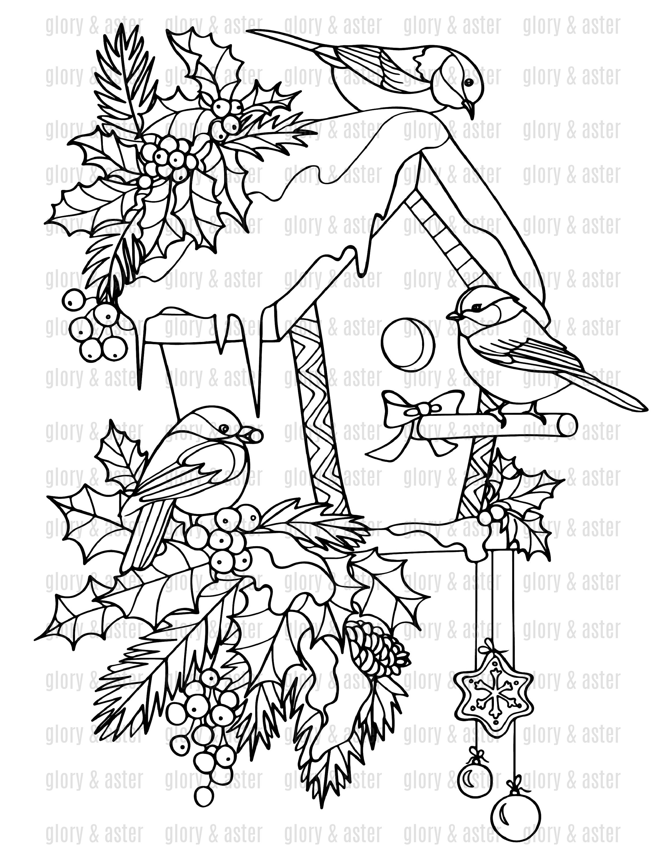 Winter birds coloring pages printable adult coloring pages wreath coloring page