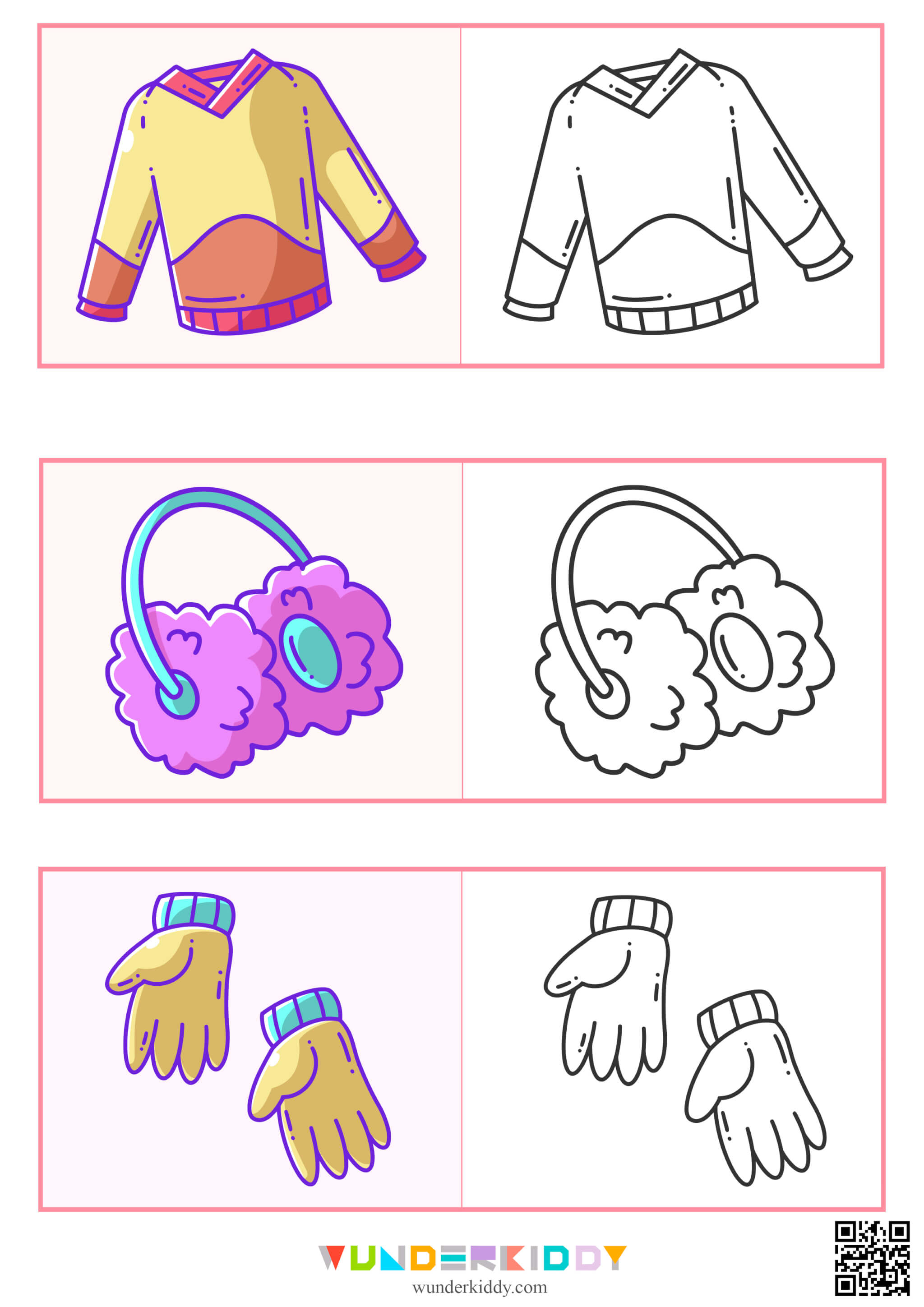 Winter clothes coloring pages printable pdf