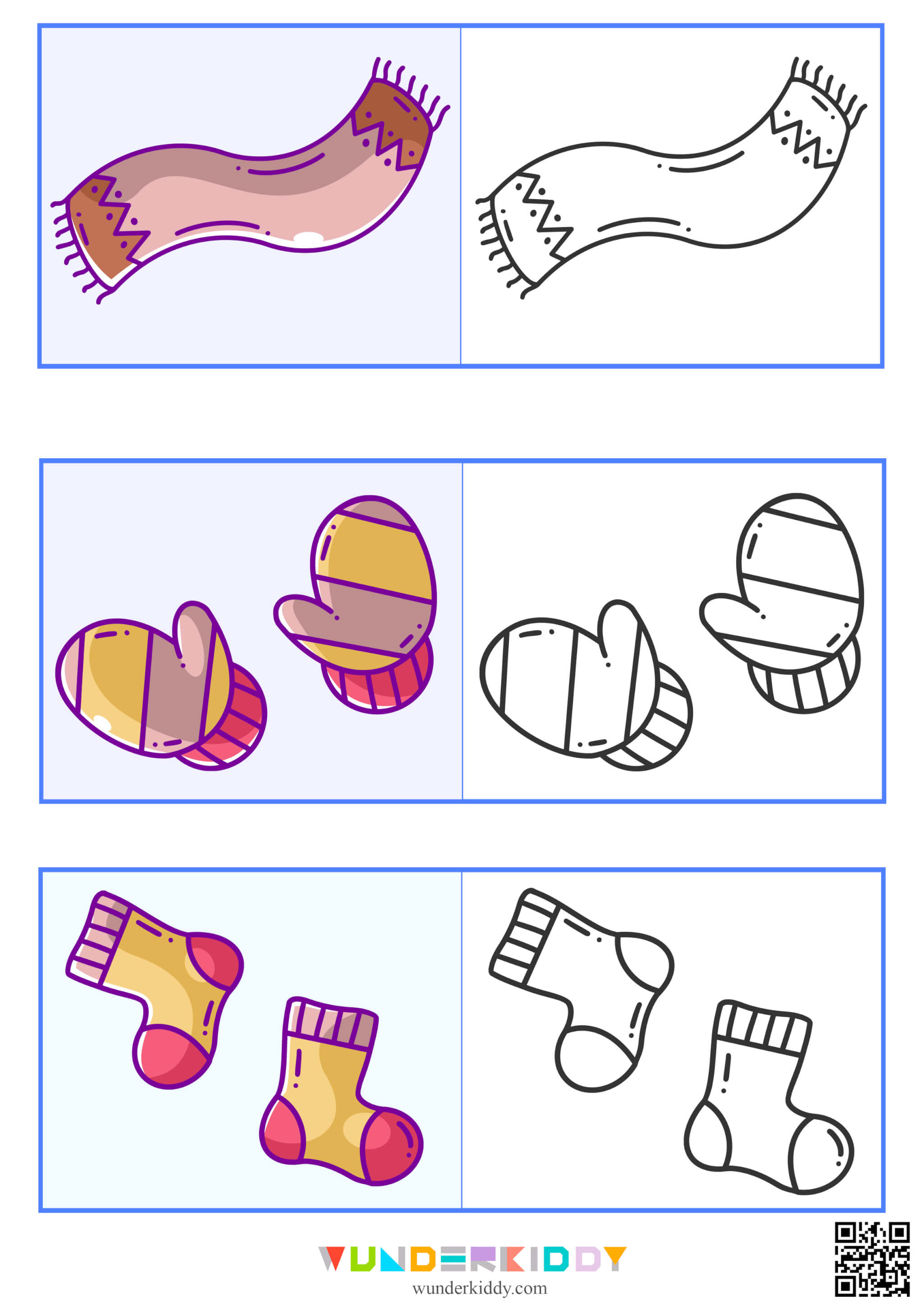 Winter clothes coloring pages printable pdf
