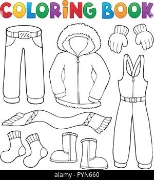 Coloring book winter clothes topic set